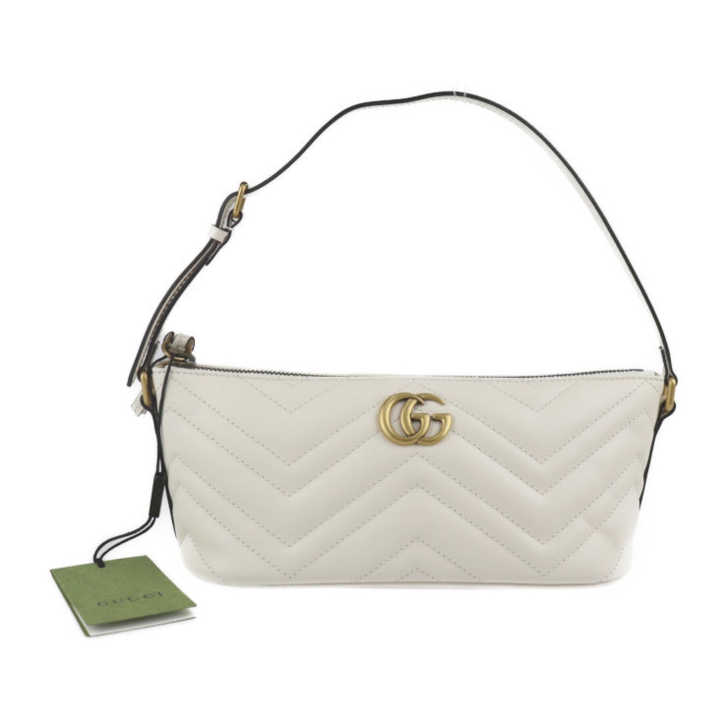 Luxury Gucci GG Marmont Shoulder Bag 739166 White Ivory Gold Hardware Quilted Handbag