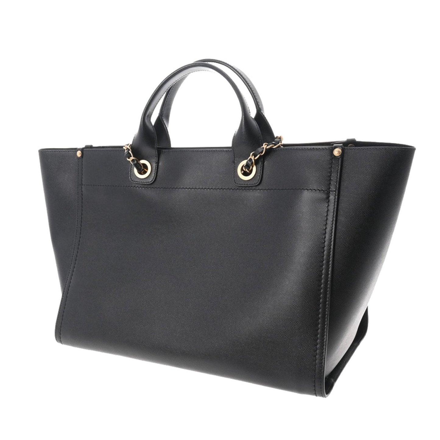 Luxury Chanel Deauville Studded Tote Black A57067 Ladies Caviar Skin Bag