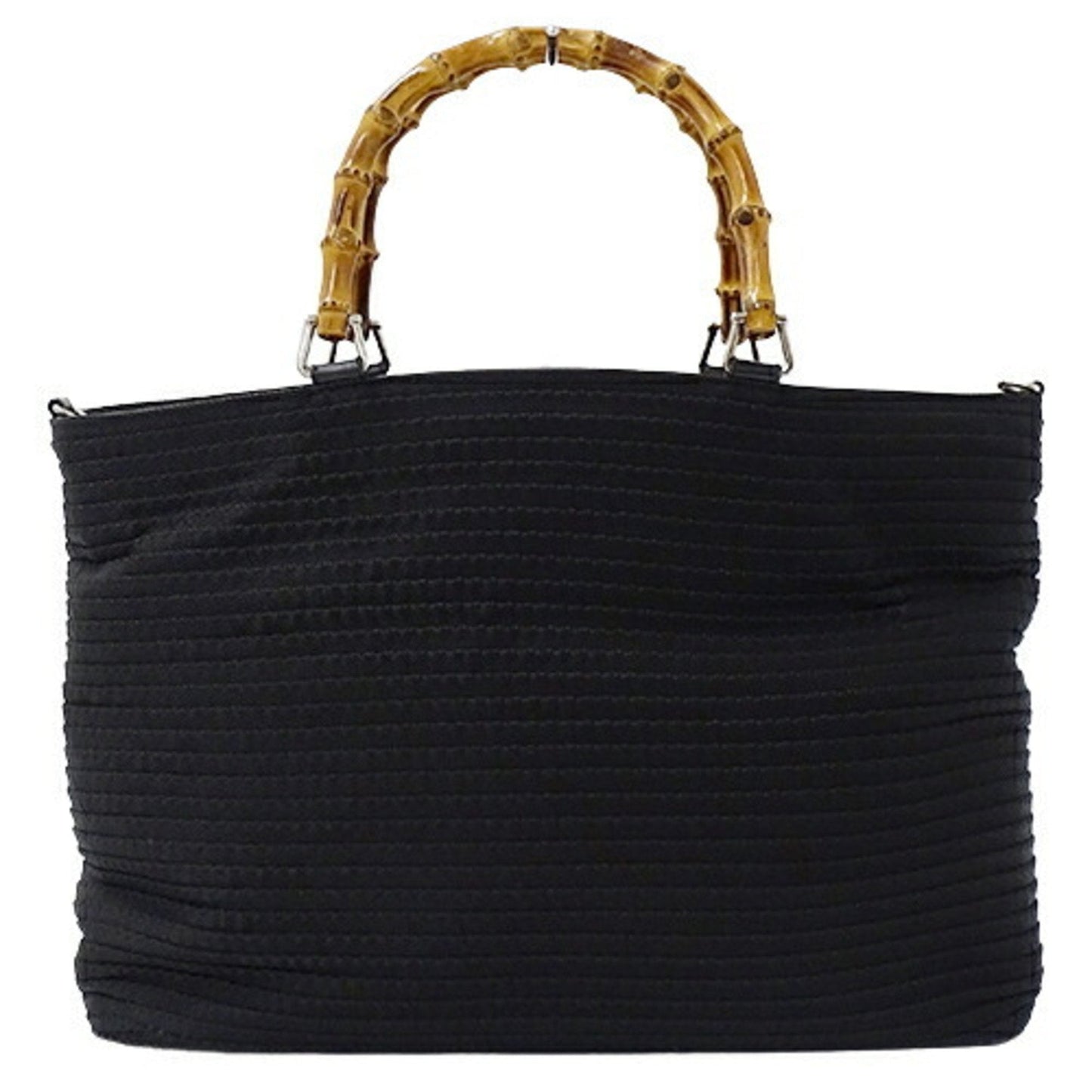 Luxury Gucci Bag Women's Tote Handbag Bamboo Canvas Black 002・1364