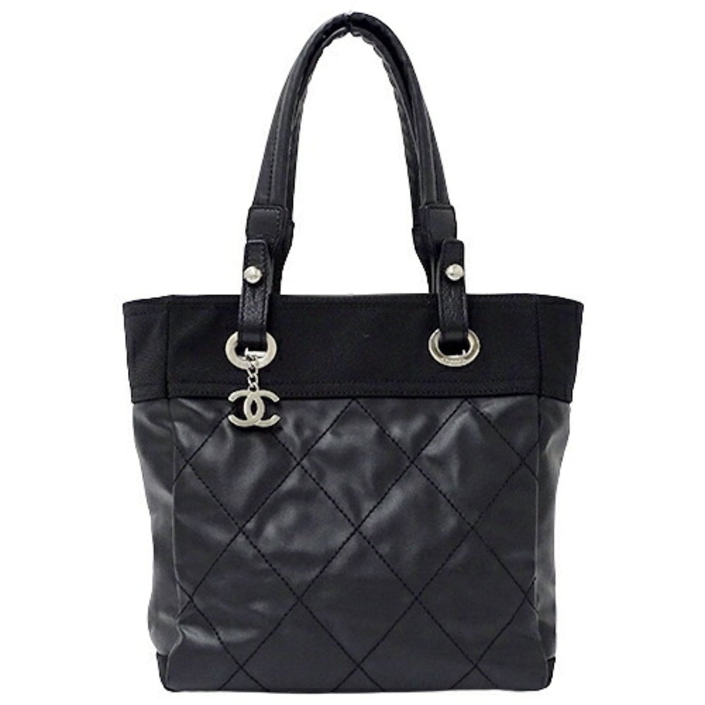 Luxury Chanel Bag Paris Biarritz Women's Tote Coated Canvas Black