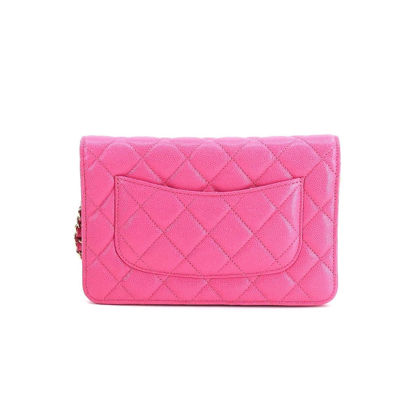 Luxury Chanel matelasse classic chain wallet long caviar skin pink AP0250 gold metal fittings Chain Wallet