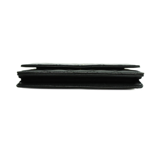 CHANEL  Matelasse Chain Shoulder Gold Hardware Lambskin Wallet Black