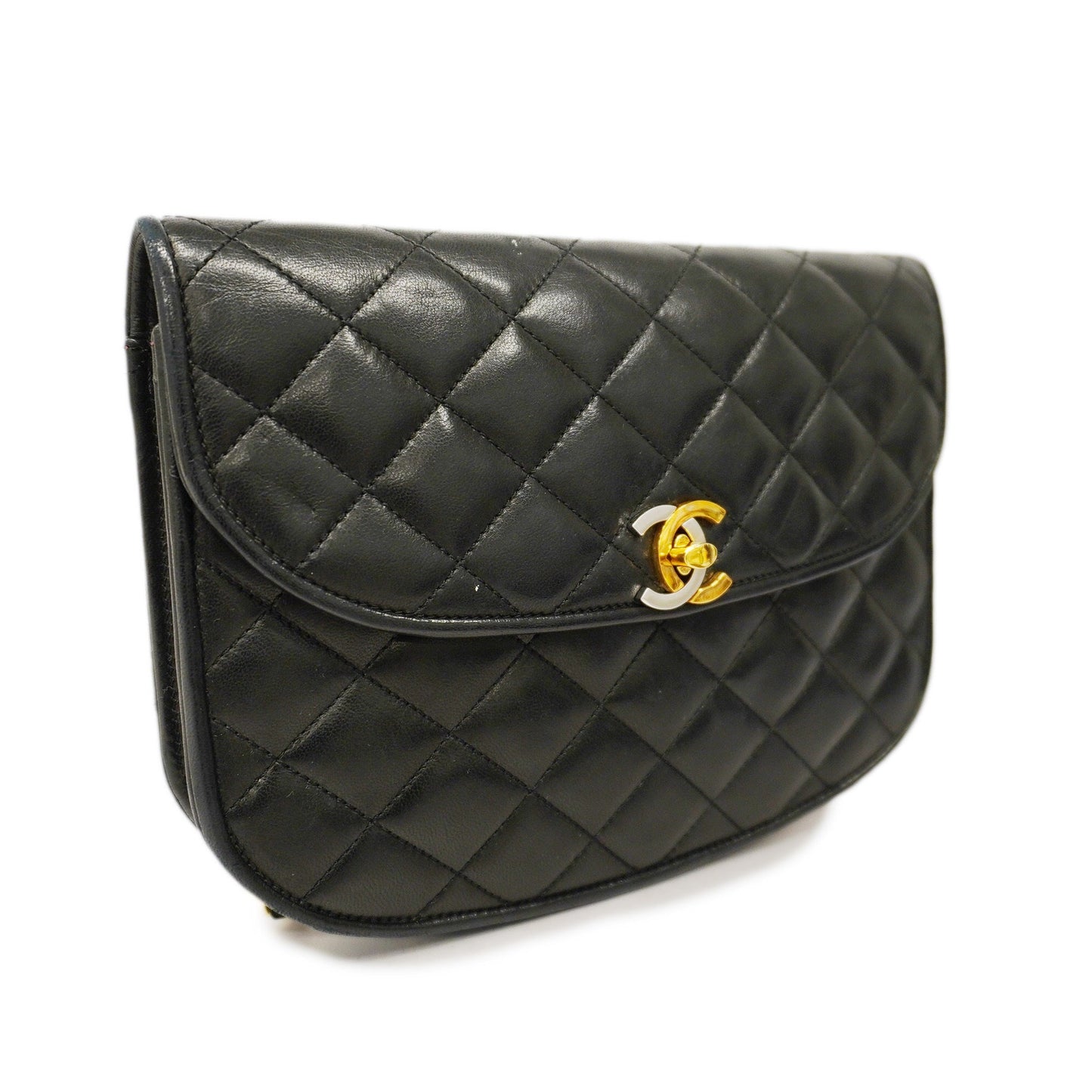 Luxury Chanel  Matelasse Chain Shoulder Lambskin Women's Leather Shoulder Bag Black