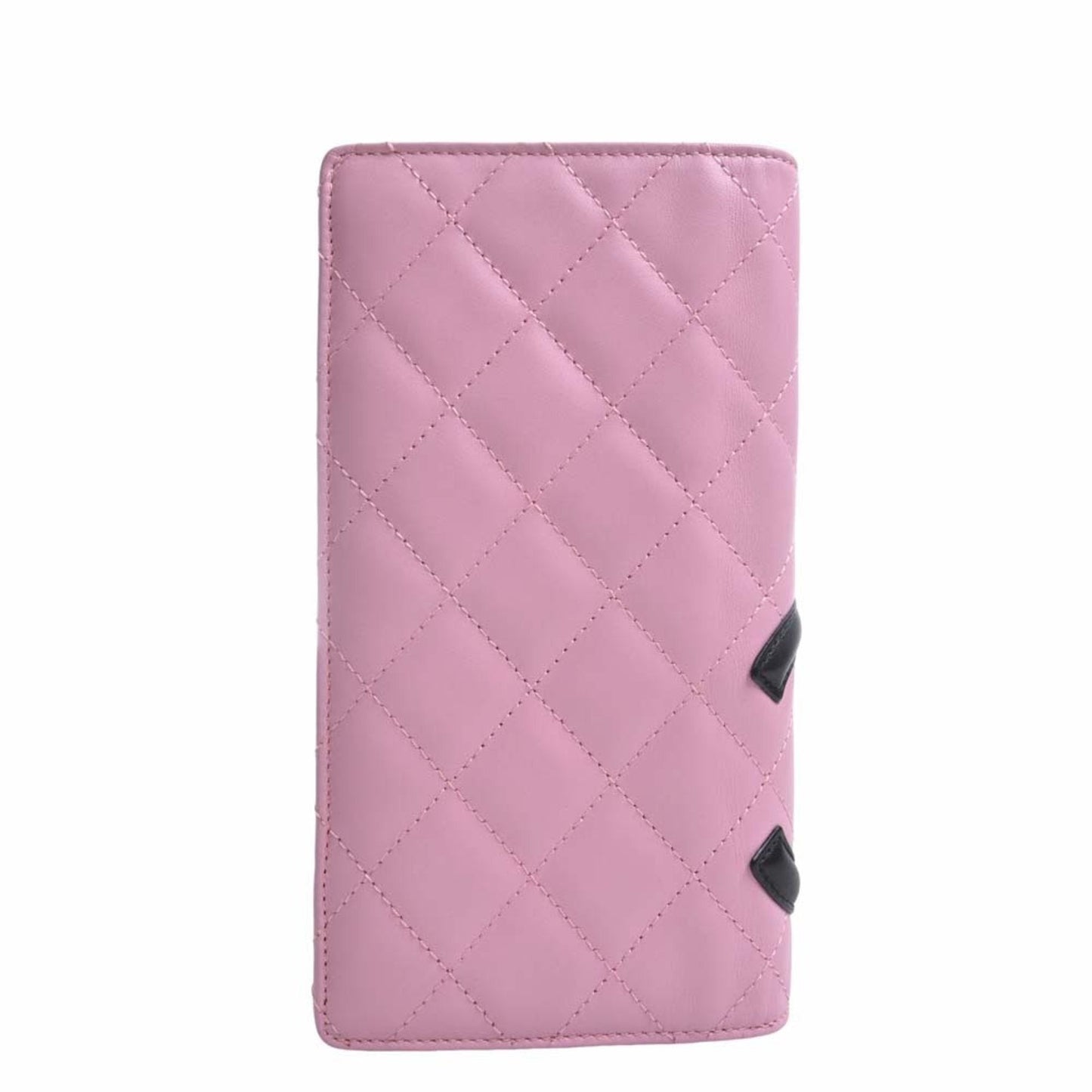 Luxury Chanel Leather Cambon Here Mark Bifold Long Wallet A26717 Pink Ladies