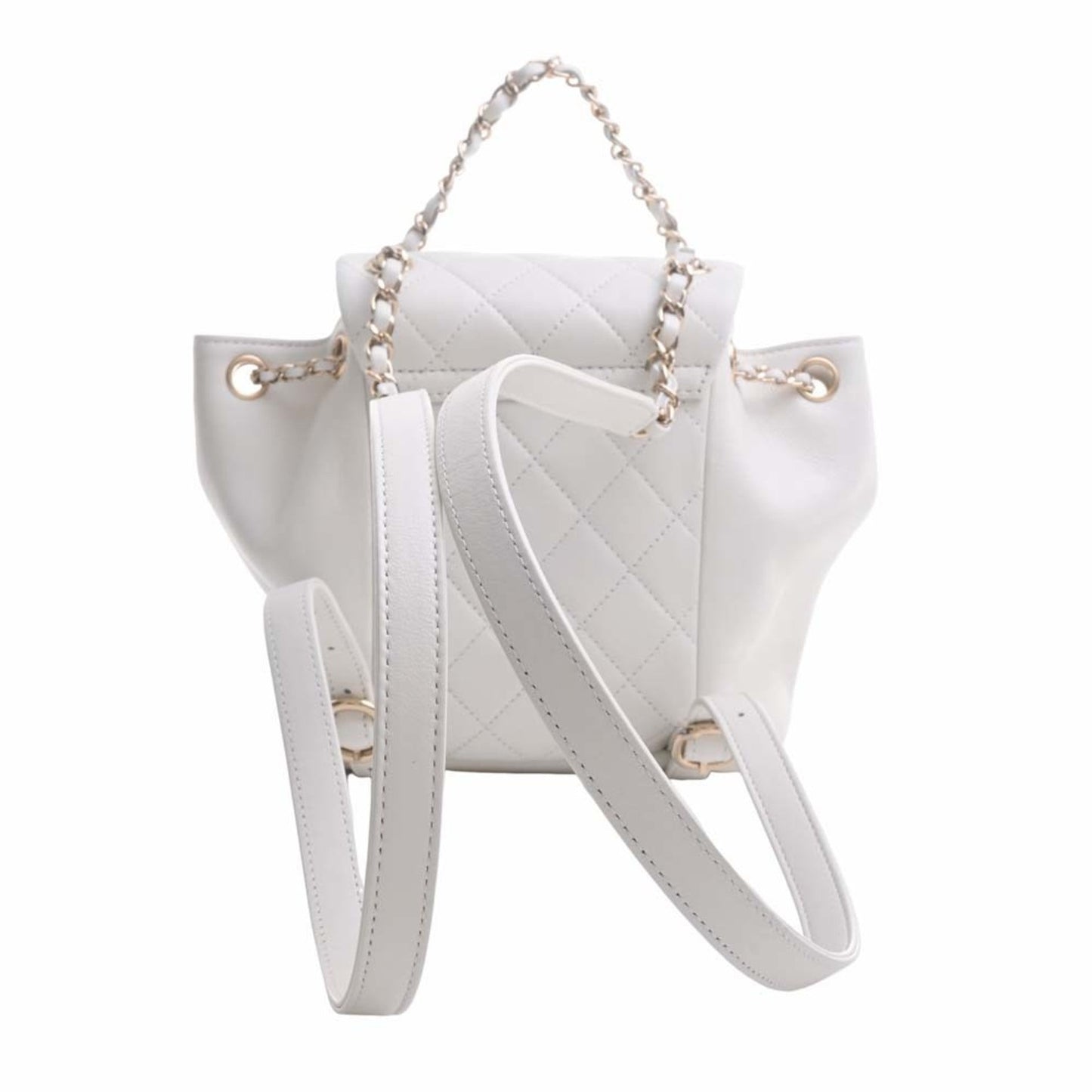 Luxury Chanel Leather Matelasse Coco Mark Chain Rucksack Backpack AS2908 White Ladies