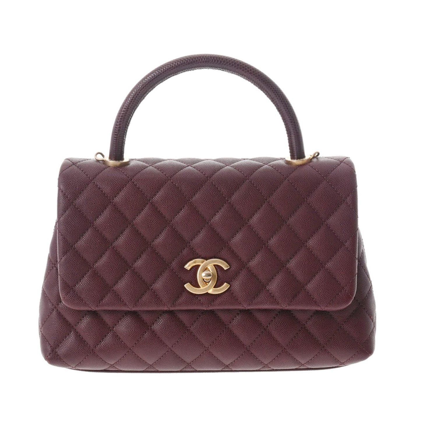 Luxury Chanel Matelasse Coco Handle 28 Bordeaux A92991 Ladies Caviar Skin Bag
