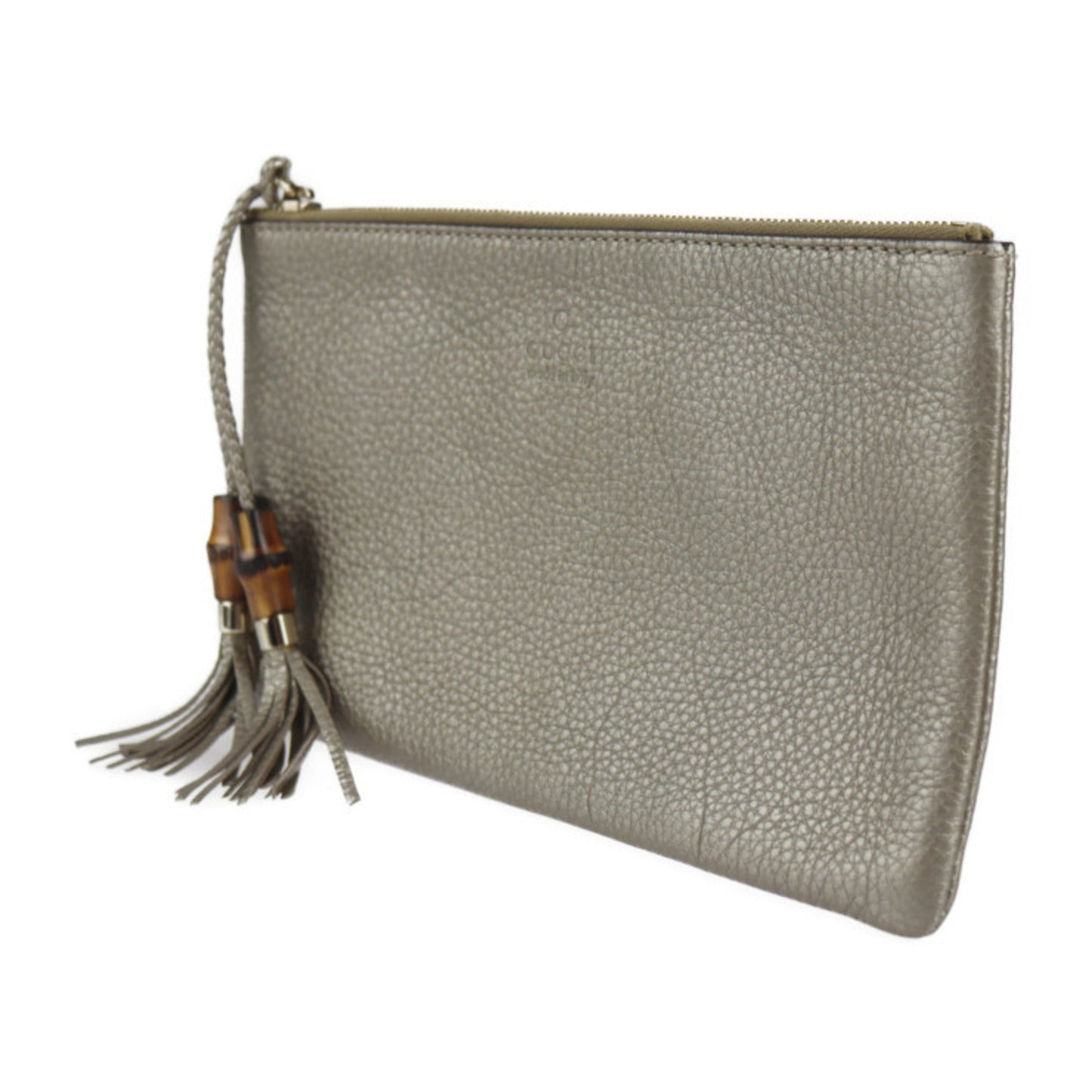 Luxury Gucci Bamboo Clutch Bag 376854 Leather Gold Series Second Pouch Tassel