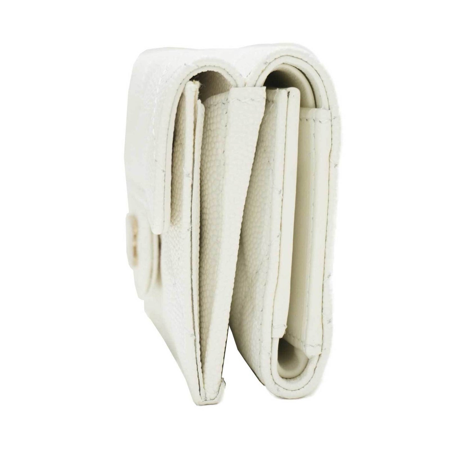 Luxury Chanel Matelasse Classic Small Flap AP0230 Fold Wallet White Caviar Skin Men Women