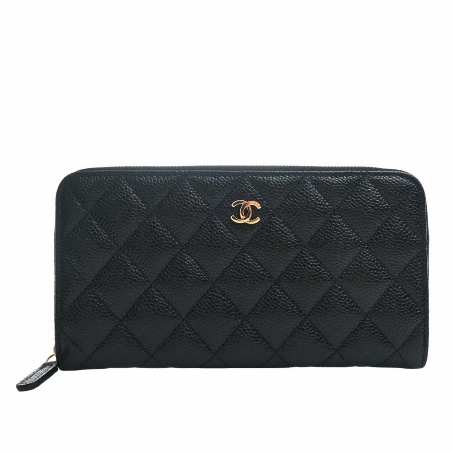 Luxury Chanel Caviar Skin Matelasse Coco Mark Round Long Wallet Black Ladies