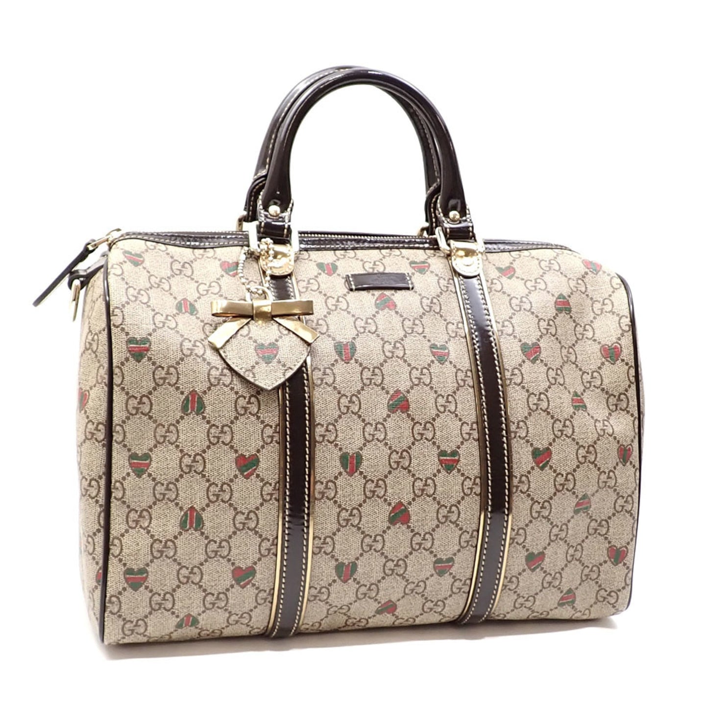 Luxury Gucci Trending 2025 Boston Bag GG Supreme Women's Beige Brown PVC Patent Leather 193603 Hand Plus