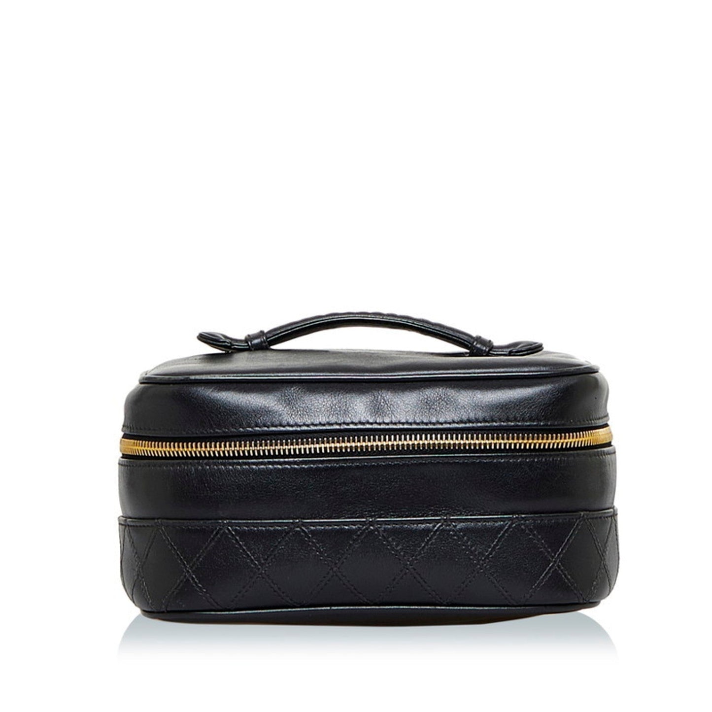 Luxury Chanel Cocomark Bicolore Vanity Bag Handbag Black Lambskin Ladies