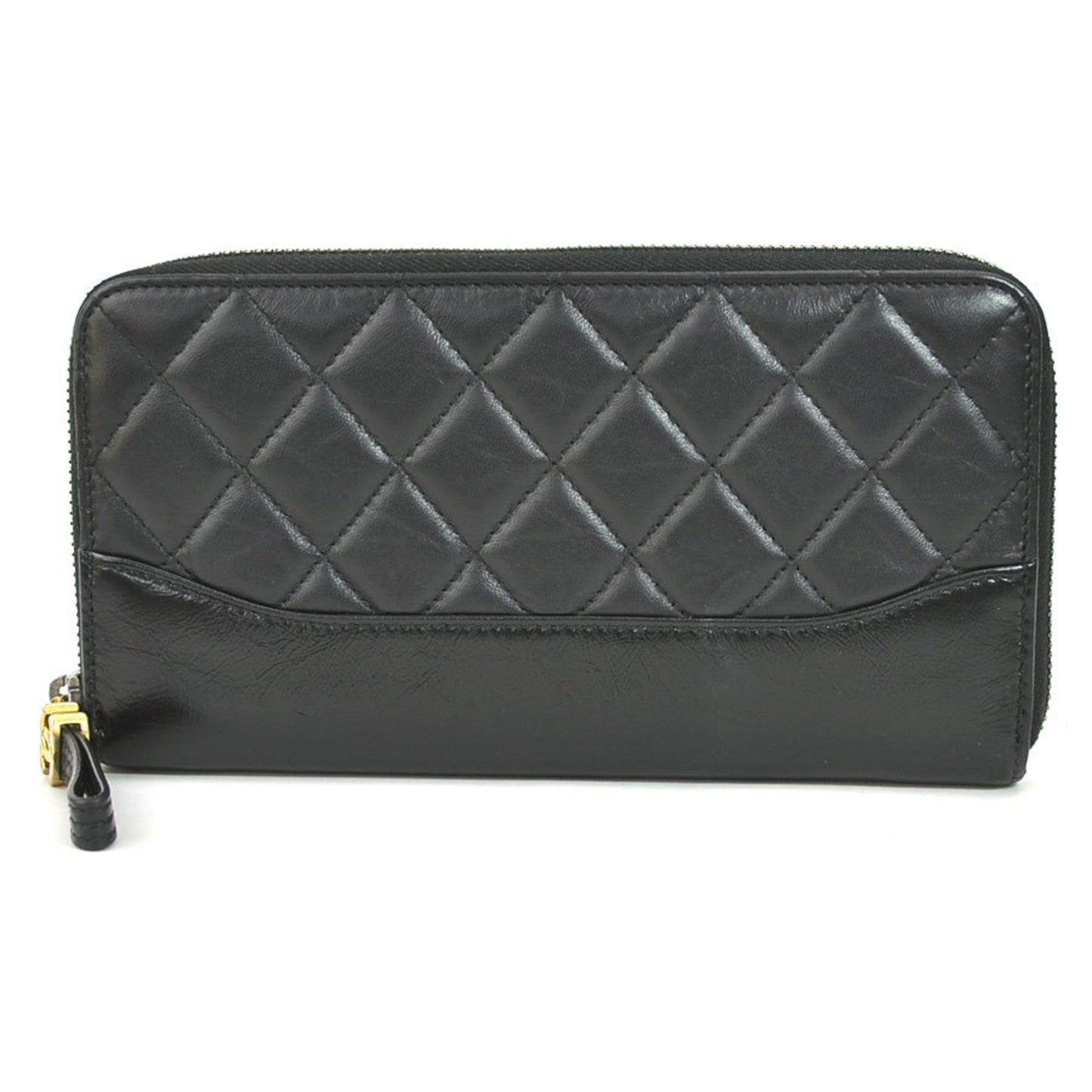 Luxury Chanel Round Zipper Long Wallet Leather Black Women's A84388 99553a