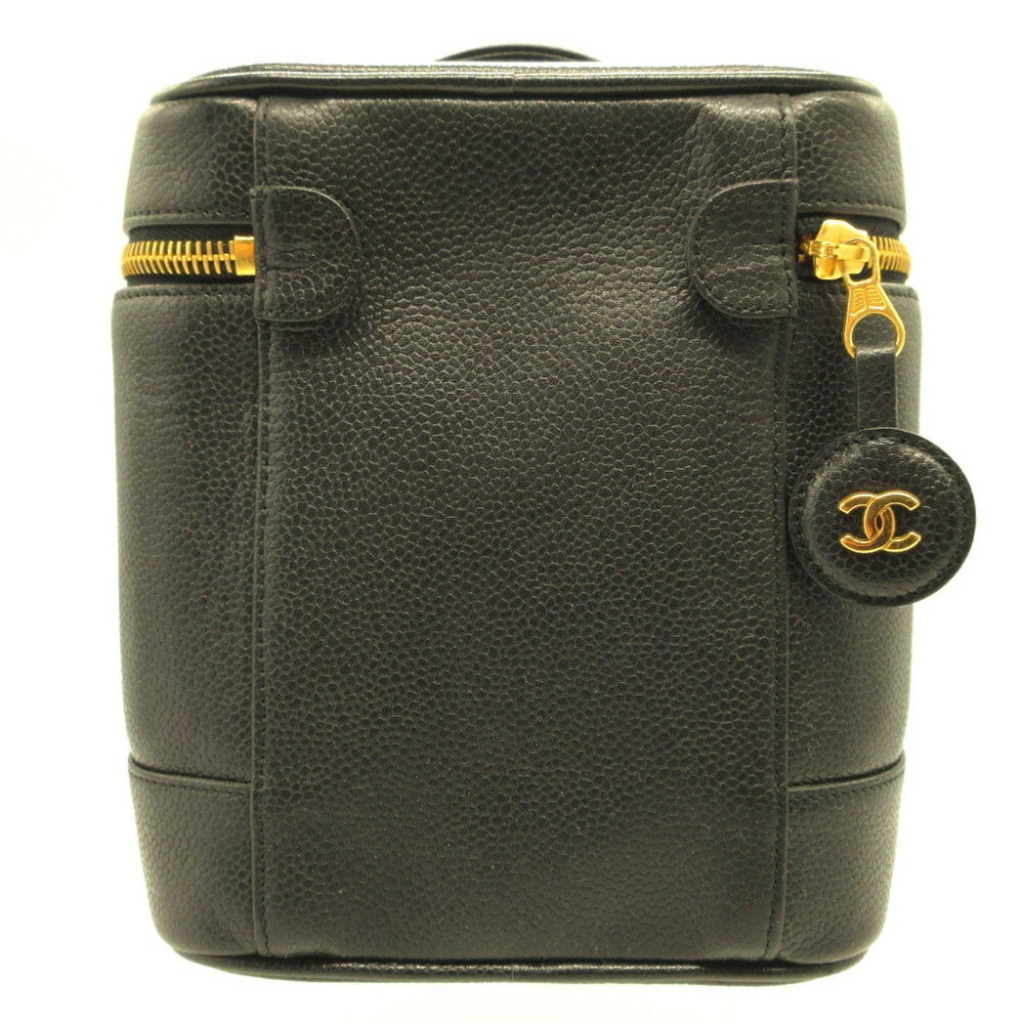 Luxury Chanel 4th series caviar skin black vanity bag