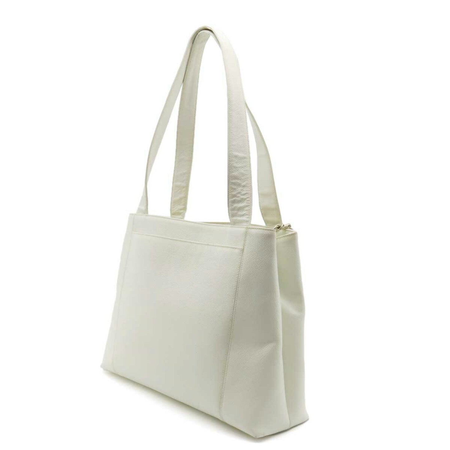 Luxury Chanel tote bag shoulder caviar skin leather white