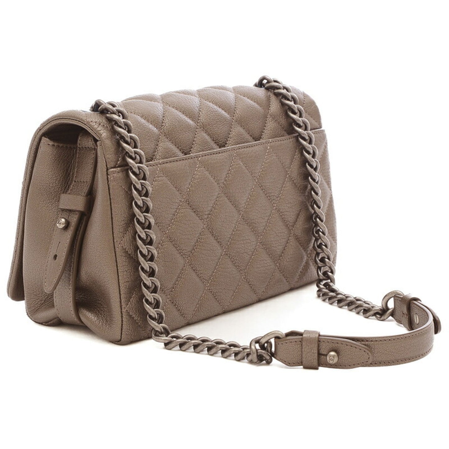 Luxury Chanel matelasse chain shoulder bag leather gray gunmetal fittings A93017
