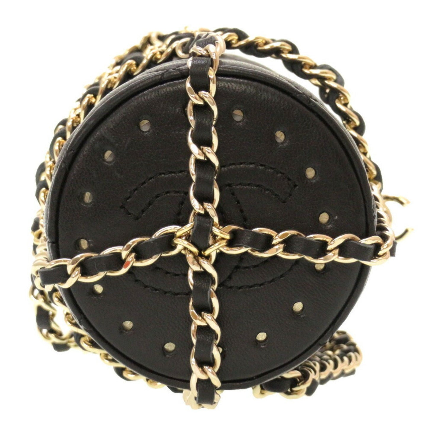 Luxury Chanel Lambskin Black 27th Flask Gold Chain Bottle Holder Matelasse Coco Mark Water Shoulder Bag