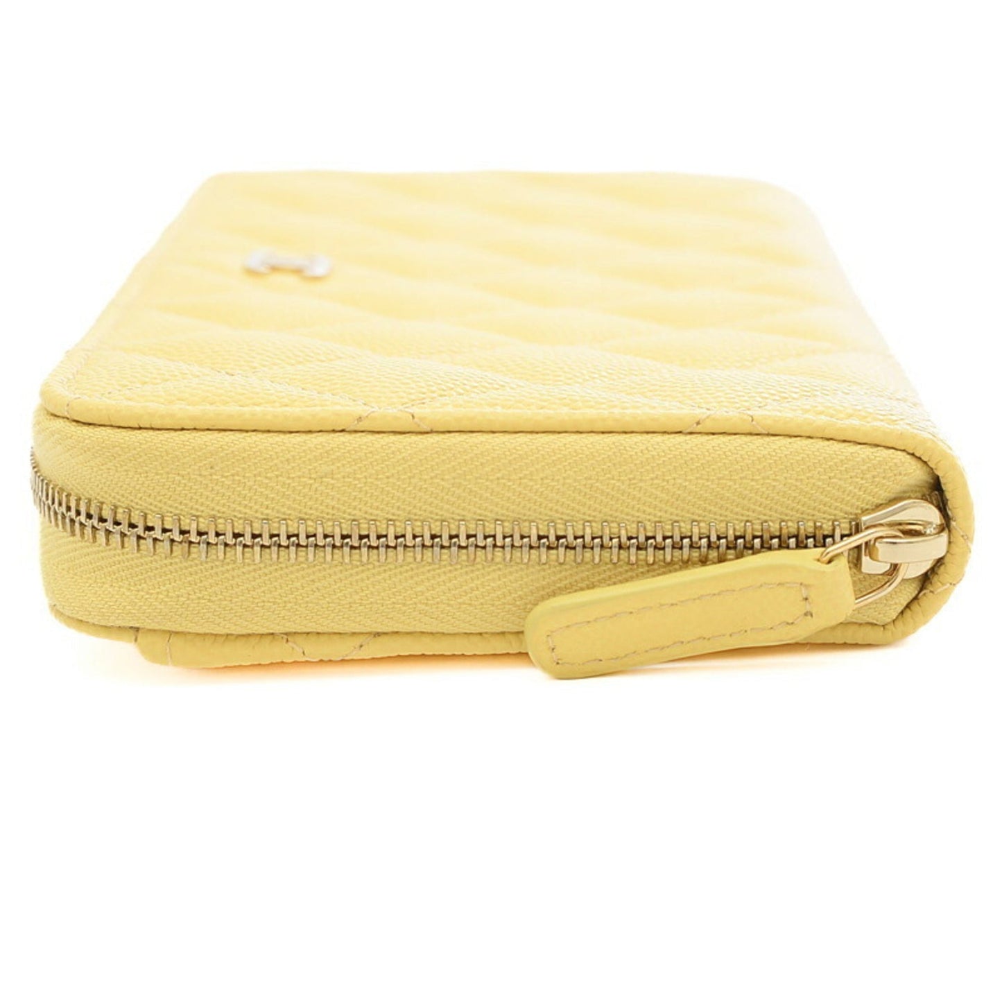 Luxury Chanel Matelasse Round Zipper Long Wallet Caviar Skin Yellow AP0242
