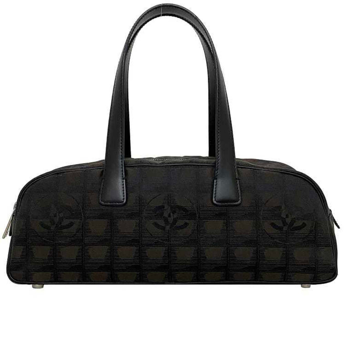 Luxury Chanel Boston Bag Brown Black New A15828 Cocomark Nylon Leather 10th  Nutra Line Handbag