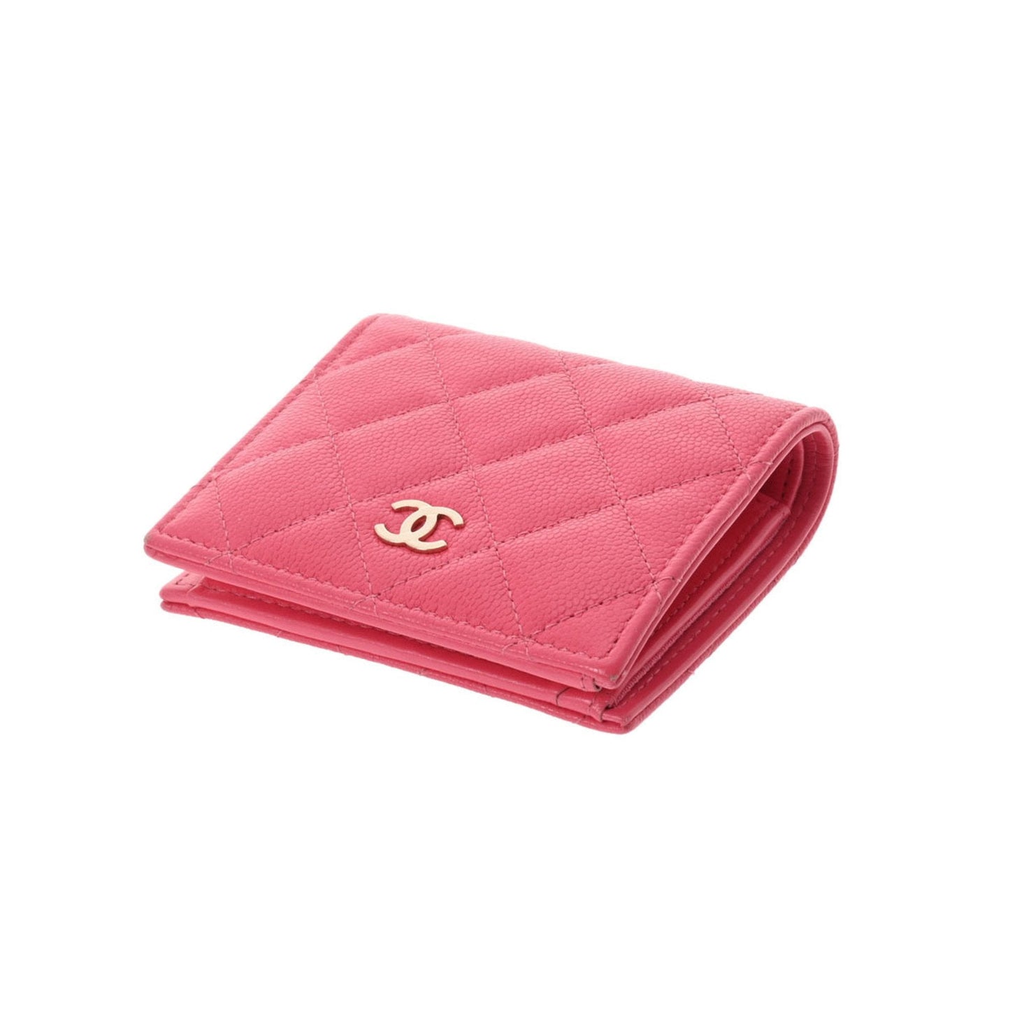 Luxury Chanel matelasse pink ladies caviar skin folio wallet