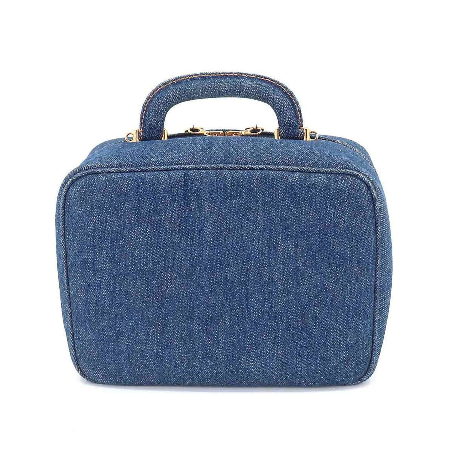 Luxury Chanel Vanity 2way Hand Shoulder Bag Denim Blue A07061 Gold Metal Fittings Vintage