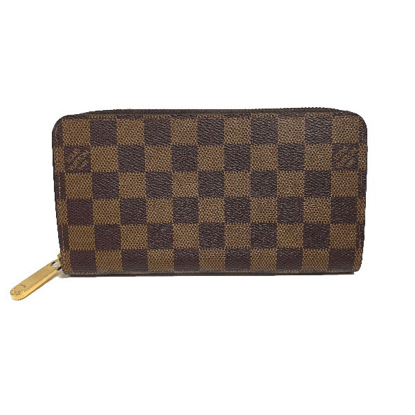 LOUIS VUITTON Long Wallet Purse N41661 Damier canvas Brown Zip Around Damier Zippy wallet ()