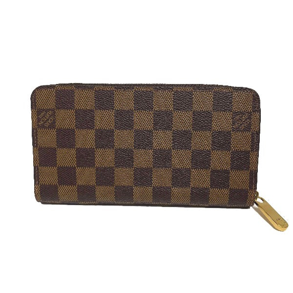 LOUIS VUITTON Long Wallet Purse N41661 Damier canvas Brown Zip Around Damier Zippy wallet ()