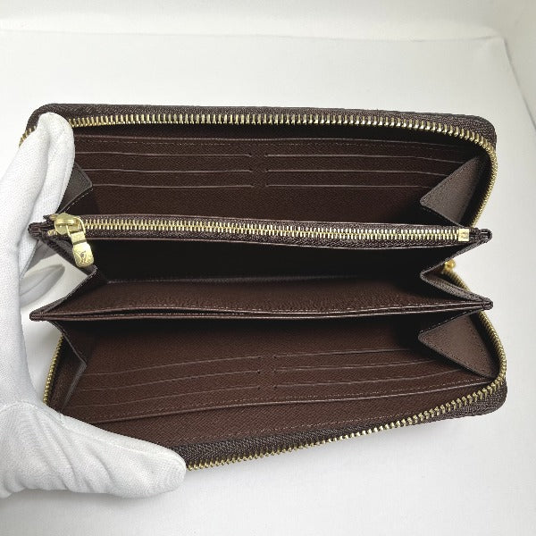LOUIS VUITTON Long Wallet Purse N41661 Damier canvas Brown Zip Around Damier Zippy wallet ()