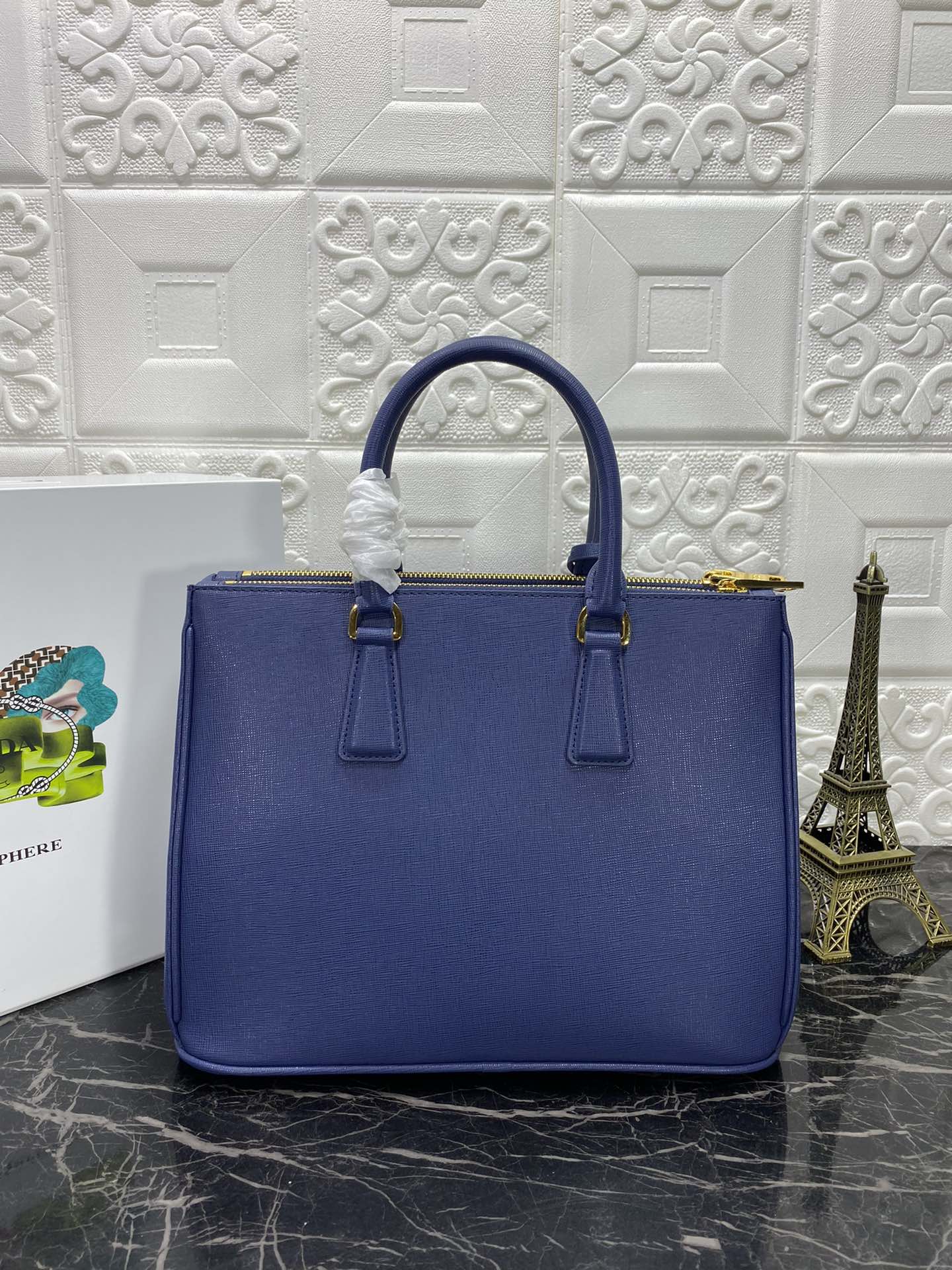 Luxury PradaGALLERIA 32 BAG IN NAVY BLUE SAFFIANO LEATHER