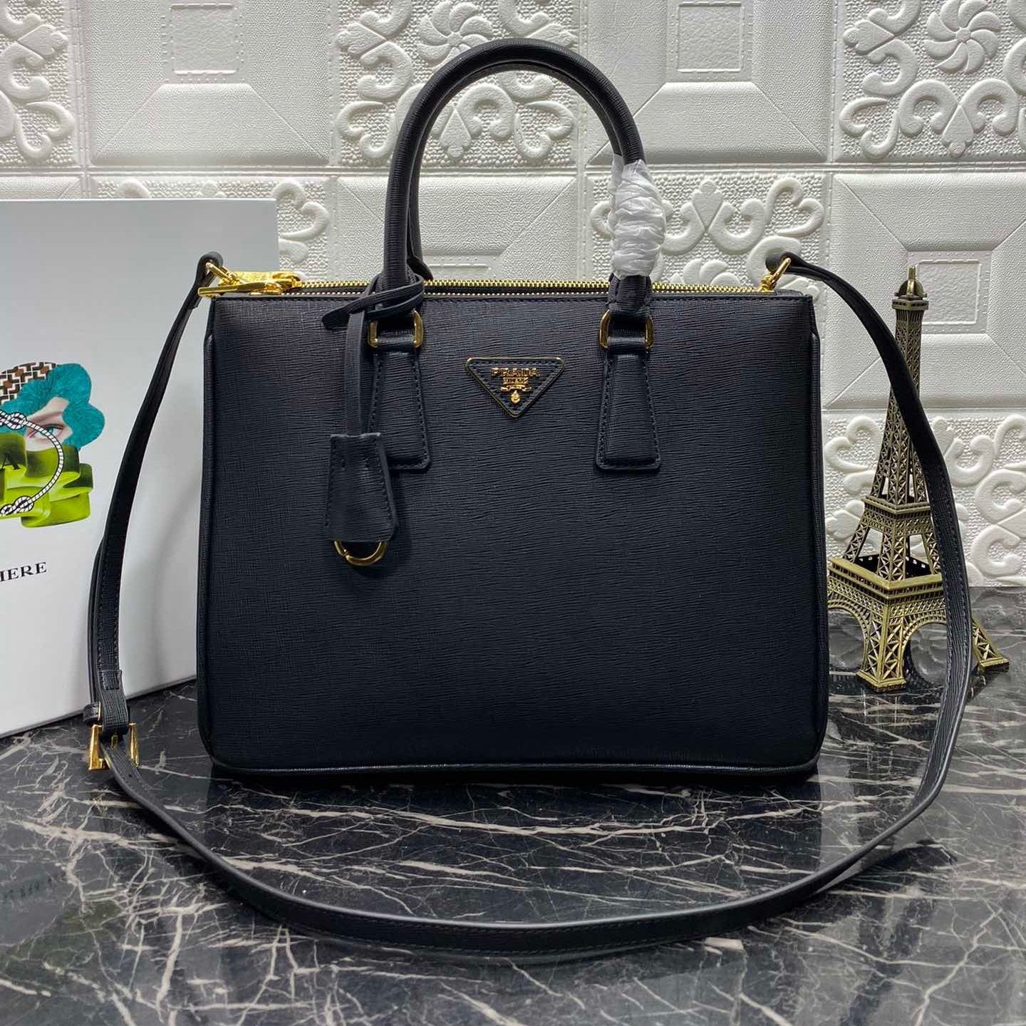 Luxury PradaGALLERIA 32 BAG IN BLACK SAFFIANO LEATHER