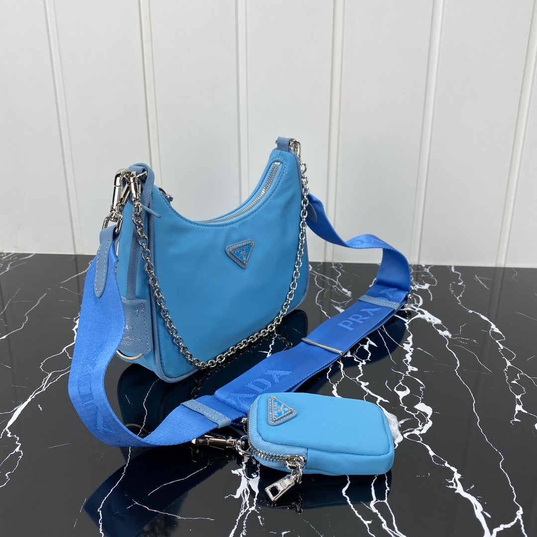 Luxury PradaHOBO 22 BAG IN SAPPHIRE BLUE RE-NYLON