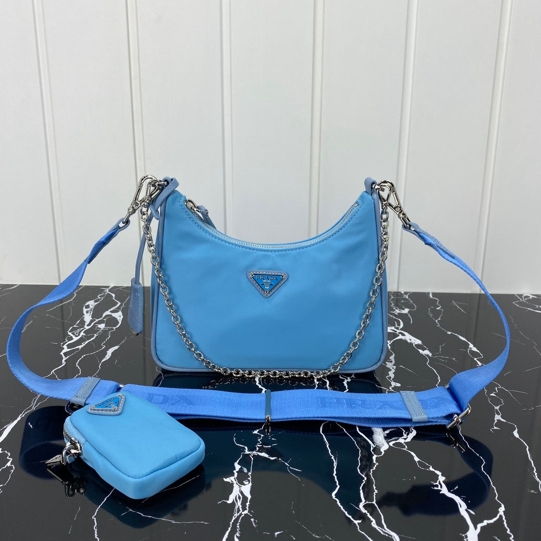 Luxury PradaHOBO 22 BAG IN SAPPHIRE BLUE RE-NYLON