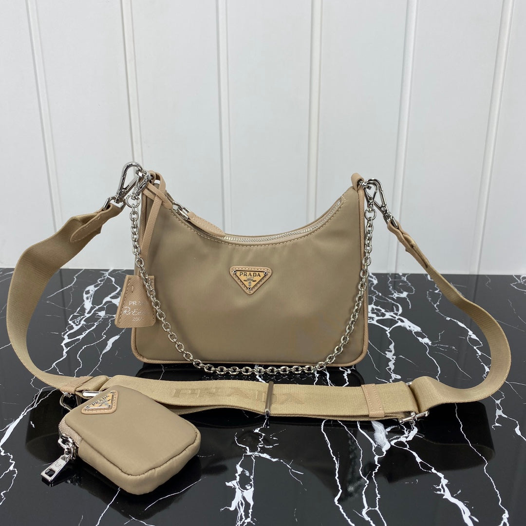 Luxury PradaHOBO 22 BAG IN FLAX YELLOW RE-NYLON