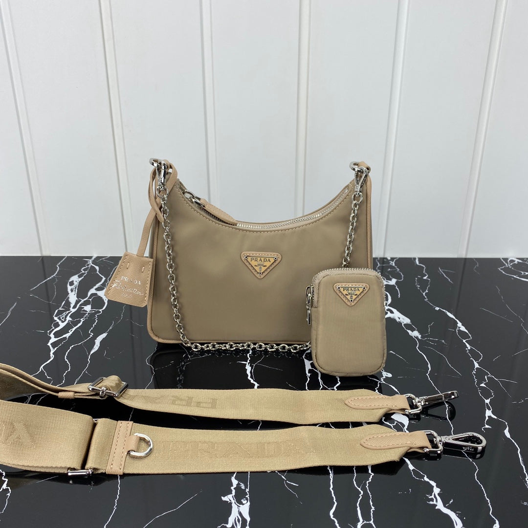 Luxury PradaHOBO 22 BAG IN FLAX YELLOW RE-NYLON