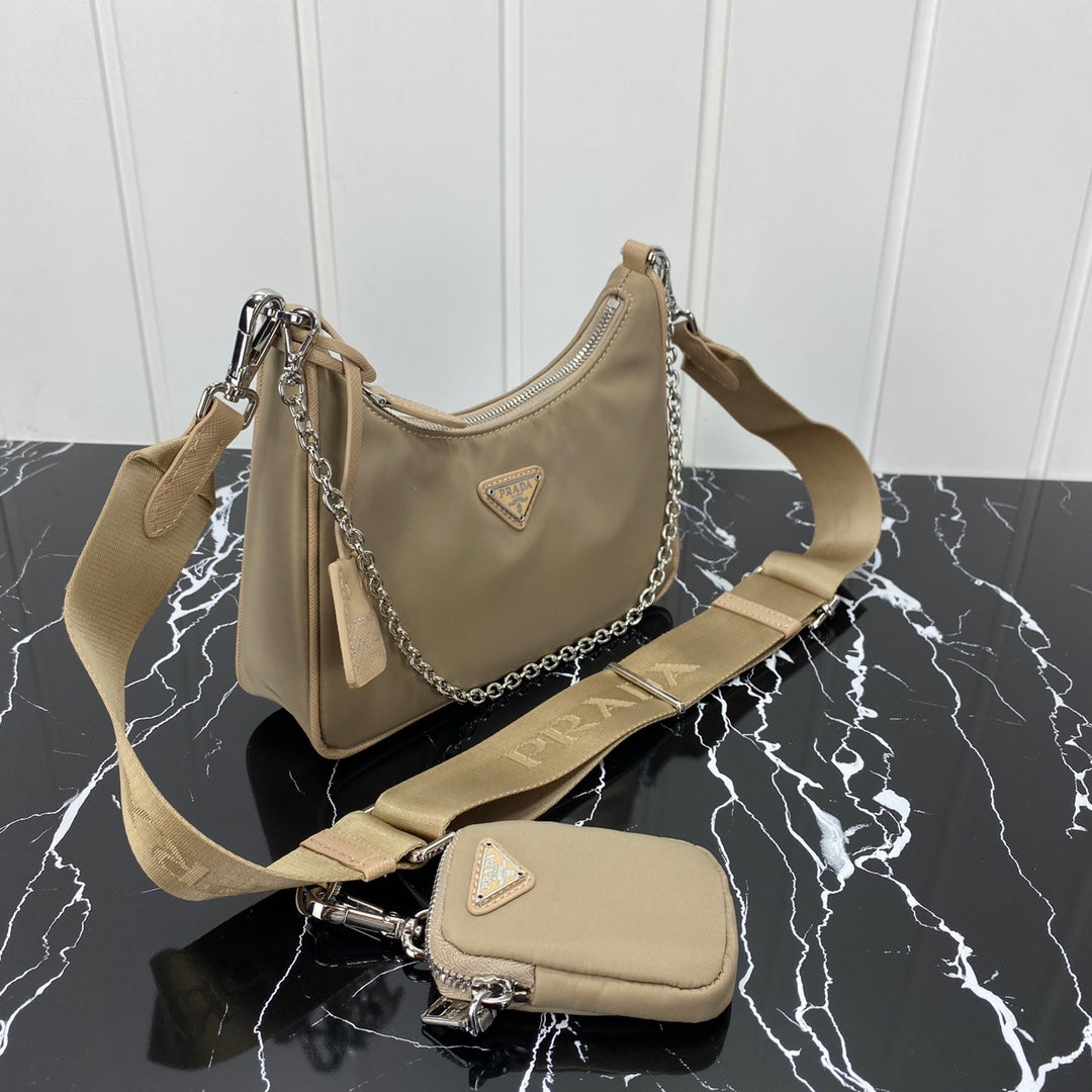 Luxury PradaHOBO 22 BAG IN FLAX YELLOW RE-NYLON