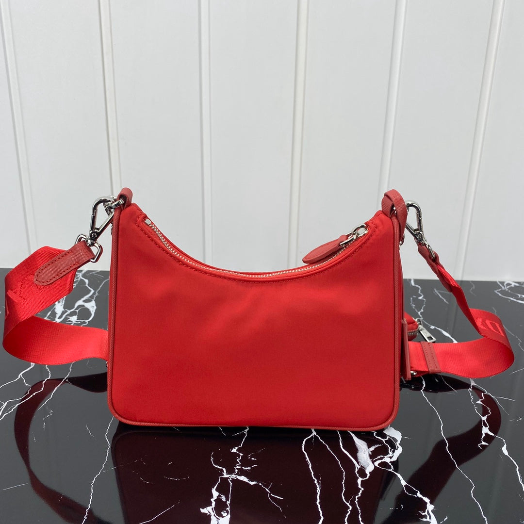 Luxury PradaHOBO 22 BAG IN CHERRY RED RE-NYLON