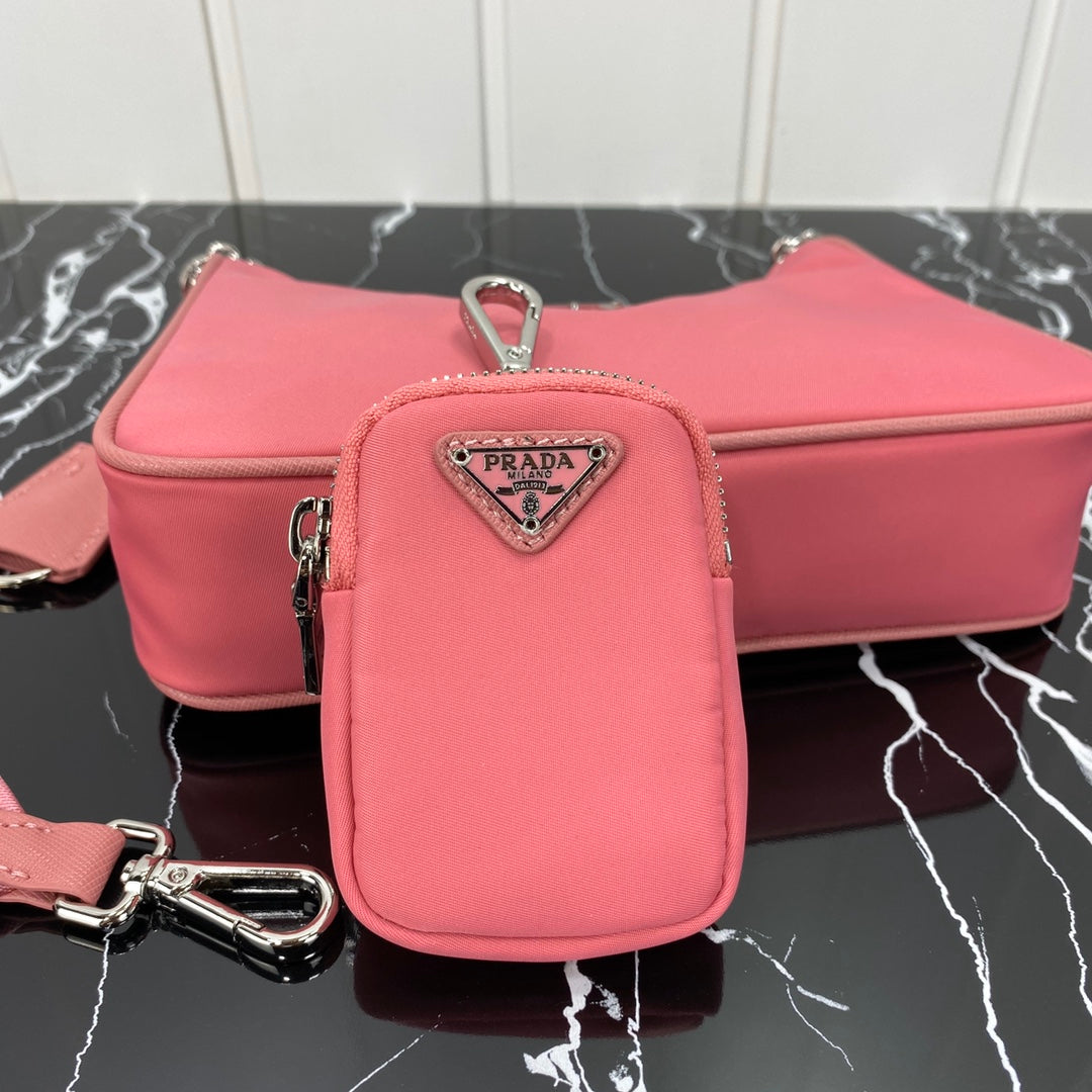 Luxury PradaHOBO 22 BAG IN DARK PINK RE-NYLON