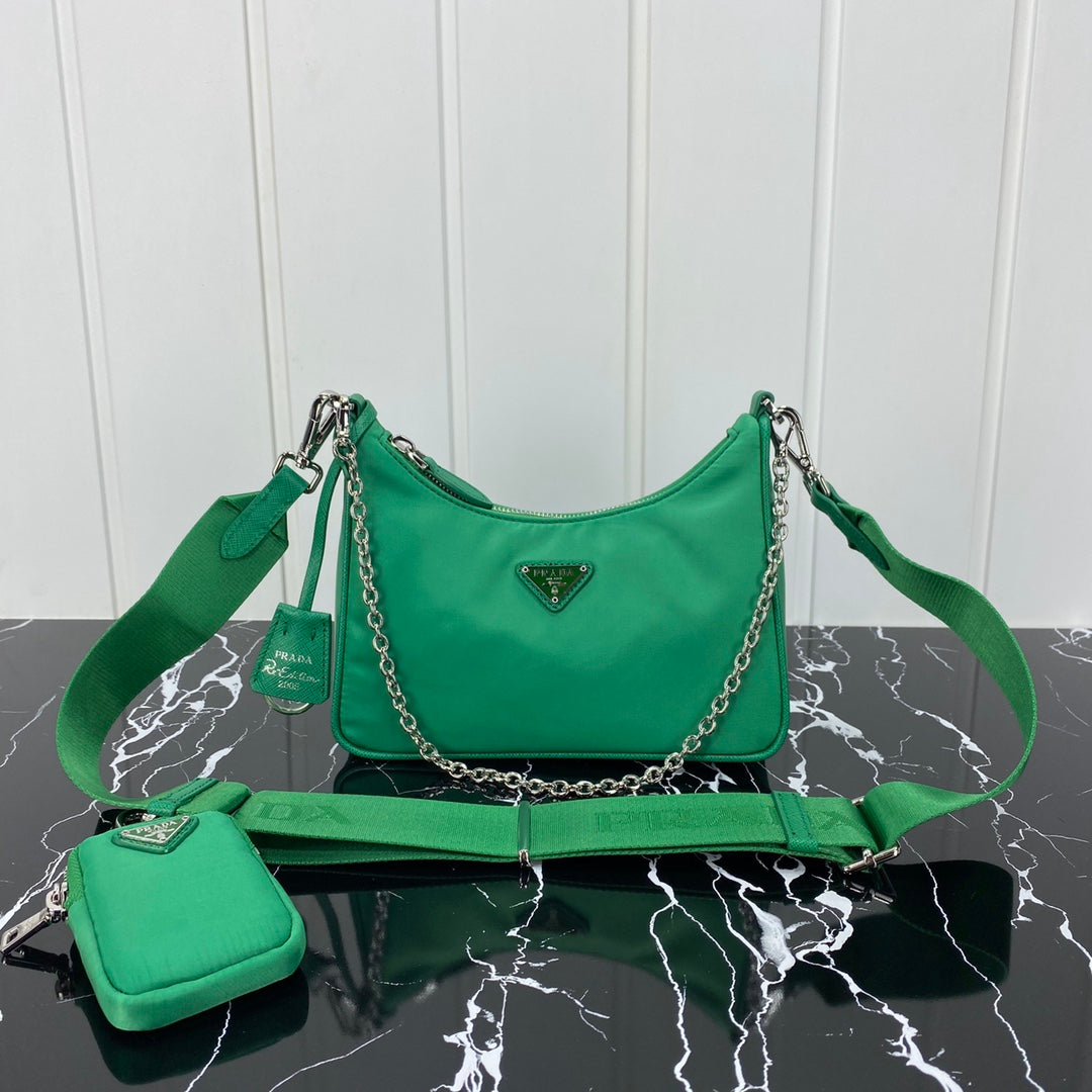 Luxury PradaHOBO 22 BAG IN COOL GREEN RE-NYLON