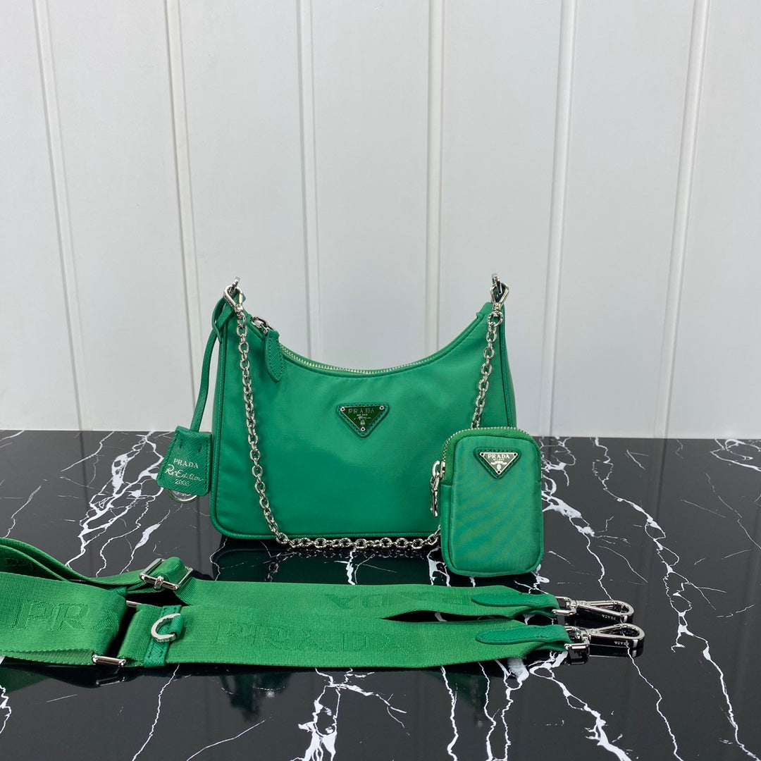 Luxury PradaHOBO 22 BAG IN COOL GREEN RE-NYLON