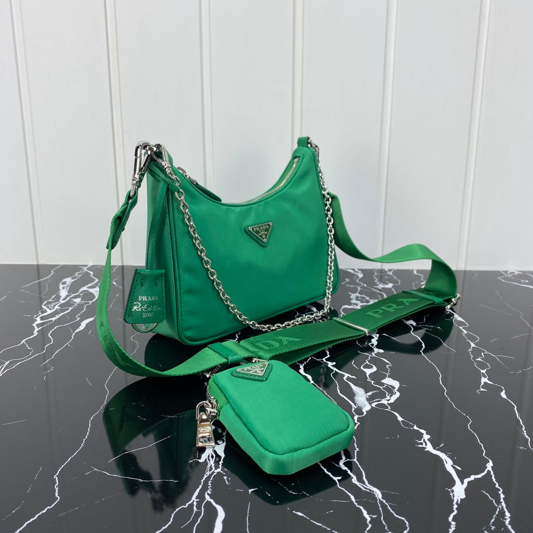 Luxury PradaHOBO 22 BAG IN COOL GREEN RE-NYLON