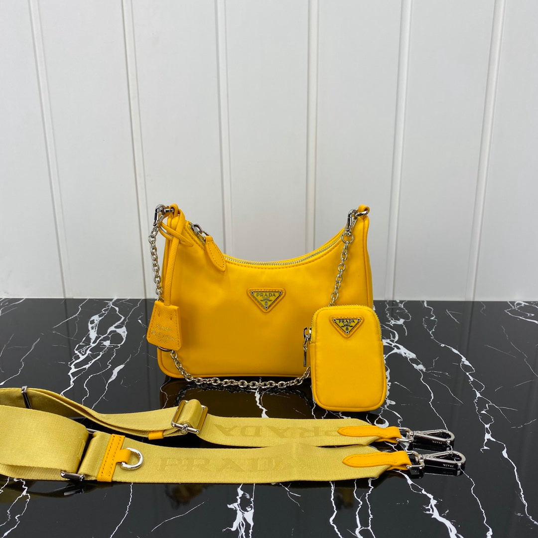 Luxury PradaHOBO 22 BAG IN AMBER YELLOW RE-NYLON