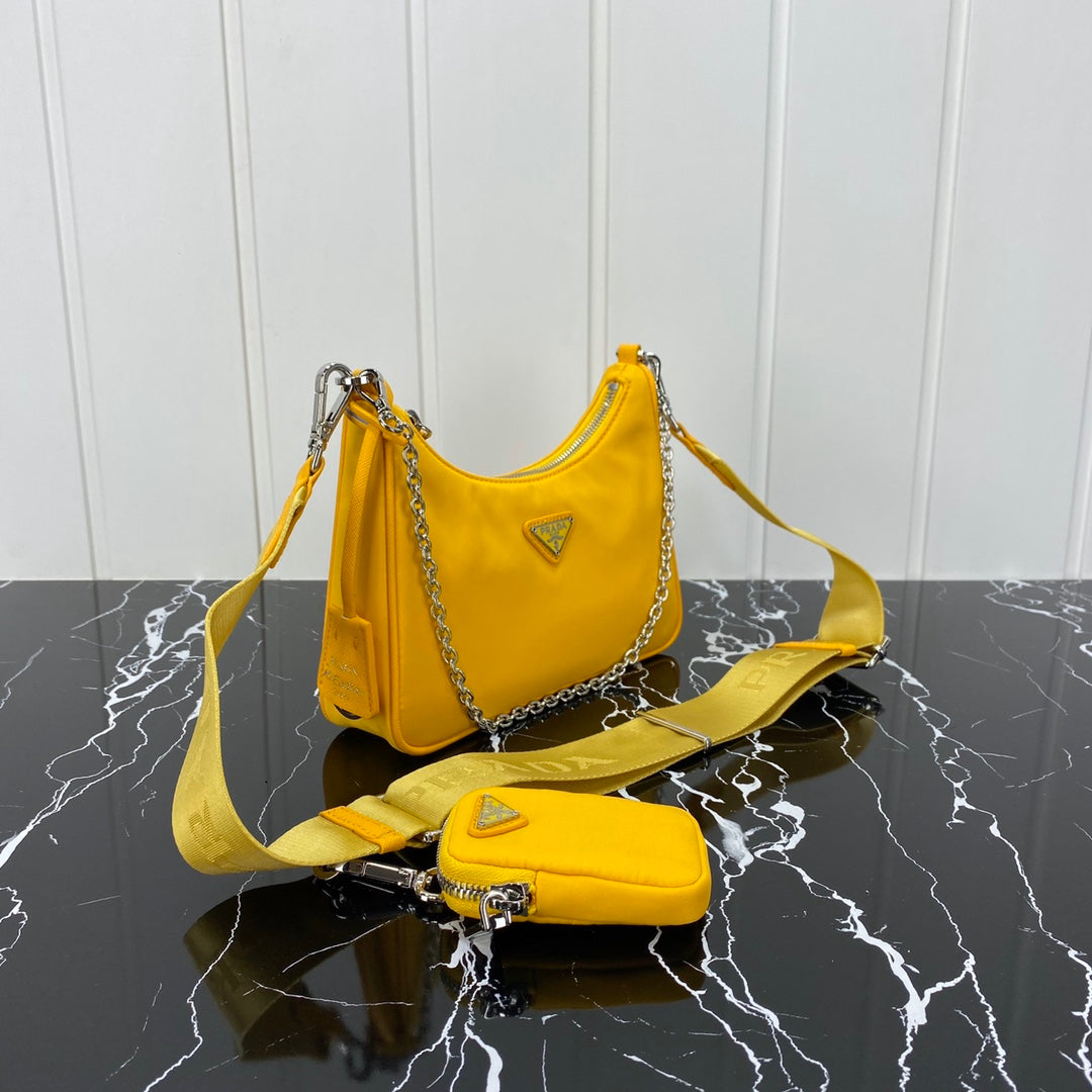 Luxury PradaHOBO 22 BAG IN AMBER YELLOW RE-NYLON