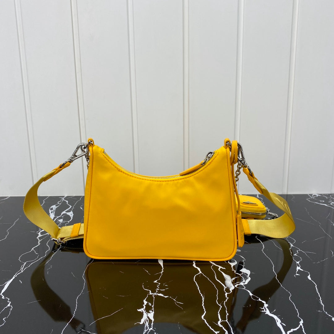 Luxury PradaHOBO 22 BAG IN AMBER YELLOW RE-NYLON