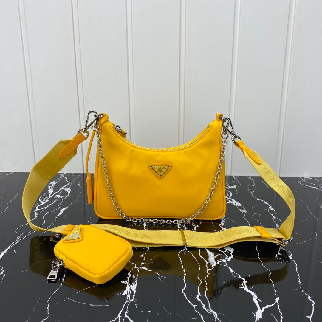 Luxury PradaHOBO 22 BAG IN AMBER YELLOW RE-NYLON