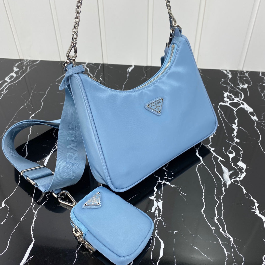 Luxury PradaHOBO 22 BAG IN CERULEAN BLUE RE-NYLON