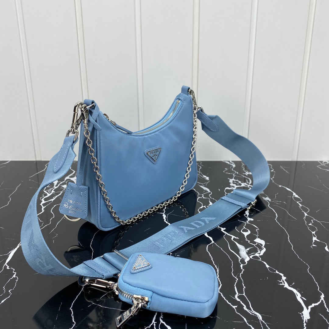 Luxury PradaHOBO 22 BAG IN CERULEAN BLUE RE-NYLON