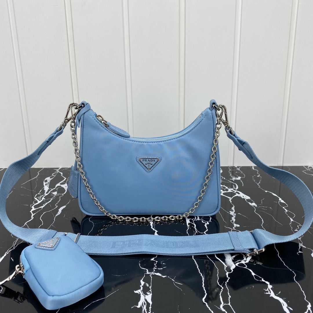 Luxury PradaHOBO 22 BAG IN CERULEAN BLUE RE-NYLON