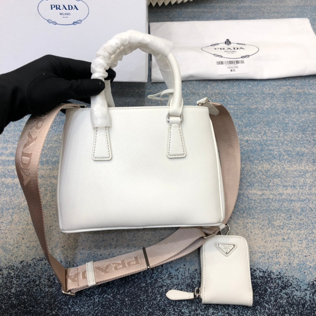 Luxury PradaMINI 23 BAG IN WHITE SAFFIANO LEATHER