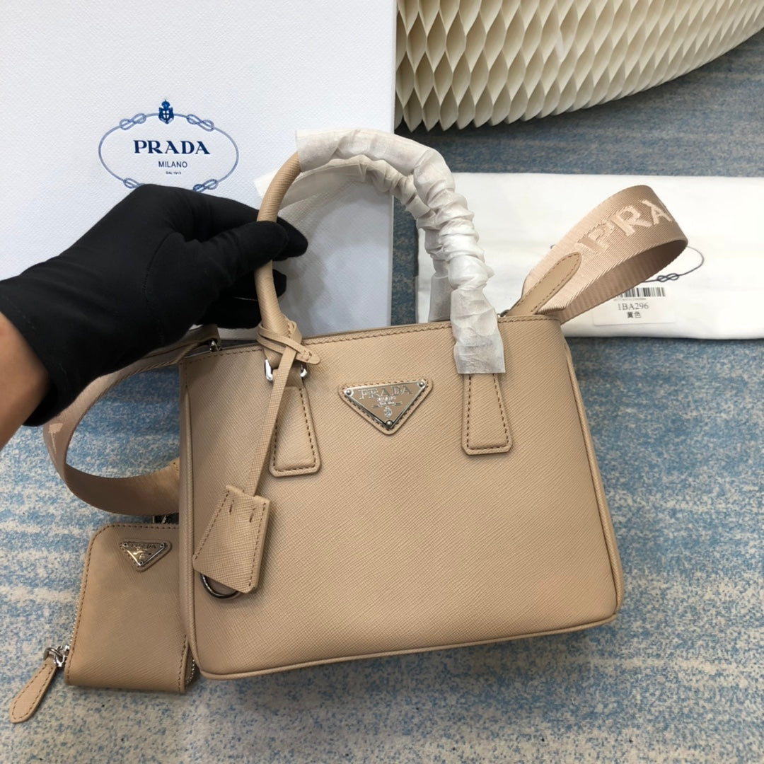Luxury PradaMINI 23 BAG IN TAN BEIGE SAFFIANO LEATHER
