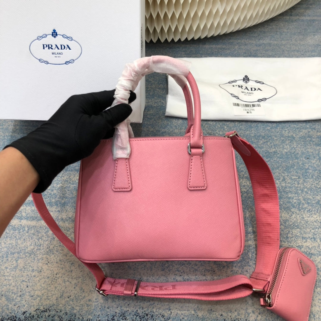 Luxury PradaMINI 23 BAG IN PETAL PINK SAFFIANO LEATHER