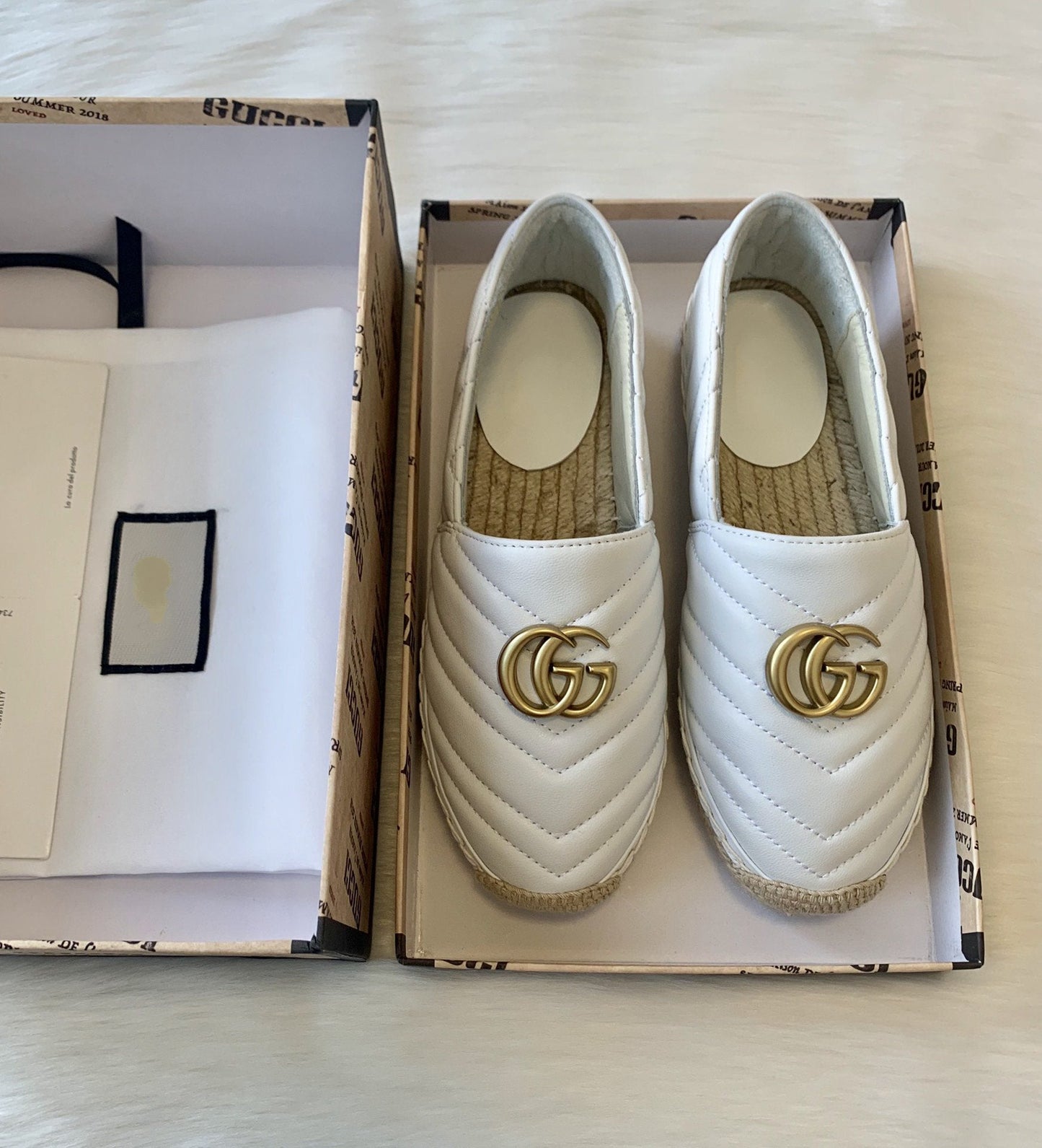 Luxury Gucci gg espadrilles white calfskin